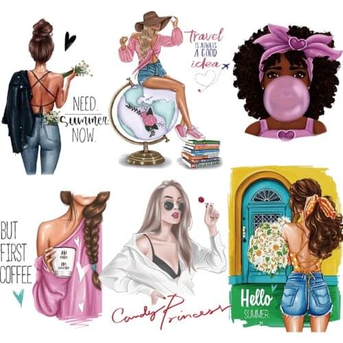 Transfert Thermocollants Vetement Fashion Women Heat Transfer Stickers Butterfly Perfume Feminino Iron On Transfer For Clothing