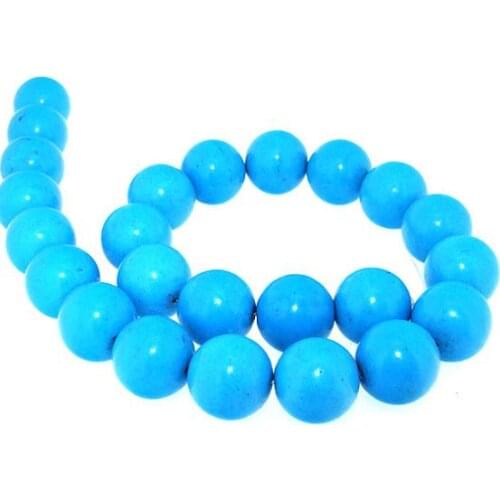 Unique Pearls jewellery Store Blue Turquoise 16mm Round Gemstone Loose Beads One Full Strand 15 inches LC3-358
