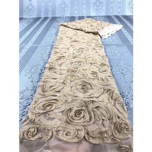 High quality 3D three-dimensional applique embroidery French tulle lace African lace fabric Nigerian style lace fashion dress