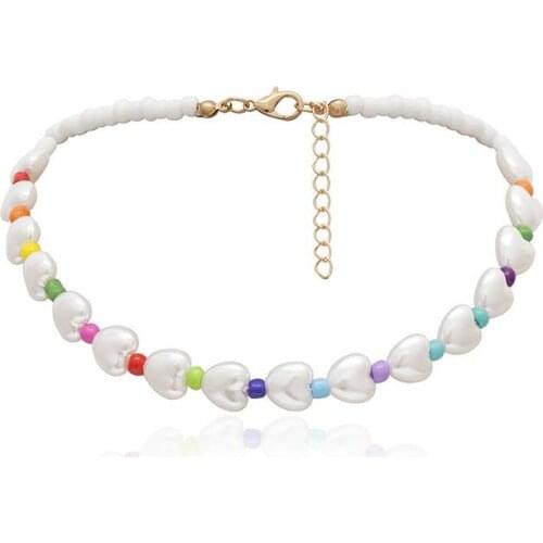 2021 Trendy Brief Geometry Heart Necklace Pearl Necklace Choker Necklace for Women Accessories Fashion Jewellery