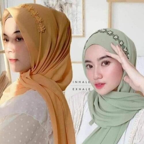 10pc/lot Women Long Plain Chiffon Hijab Wrap Muslim Hijabs Scarf Turbanet Headscarf Lace Hijabs