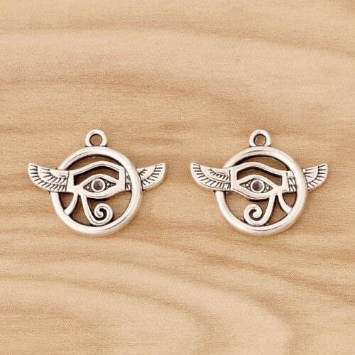 10 Pieces Tibetan Silver Egyptian Eye Of Horus Charms Pendants Beads for Necklace Bracelet Earring Jewellery Making