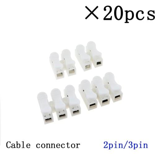 2pin 3pin Spring Cable Clip self lock press push quick White 2P 3P Wire clip connector Terminal for car led strip lamp 20 PCS