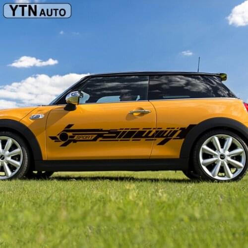 Fit For MINI Car Stickers 2 Pieces Racing Sport Side Door Stripes Graphic Vinyl Decorative Cool Car Decals Customs