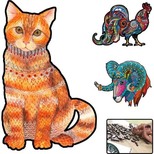 2021 Wood DIY For Adults Children Christmas Gift Crafts Animal Shaped New Wooden Jigsaw Puzzle