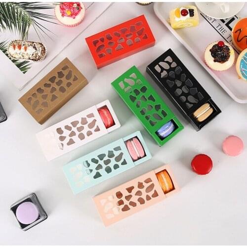 6colors free shipping Macarons Box Cookie Package Baking Small Cake Box for Chocolate edding Decoration Food Package box 10pcs