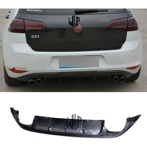 Golf 7 Carbon Fiber Rear Bumper Lip Diffuser Four Out Exhaust Car Styling For Volkswagen Golf 7 MK7 Car Body Kit 2014-UP