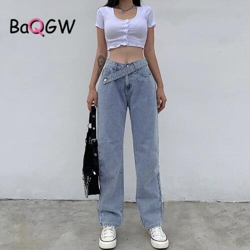 BaQGW High Waist Loose Comfortable Jeans for Women Fashionable Casual Straight Denim Pants Mom Jeans Washed Boyfriend Jeans