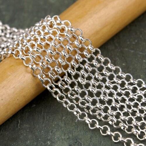 Free shipping!!!!50M/lot Silver plated Round Link Rolo Chains 3.8mm