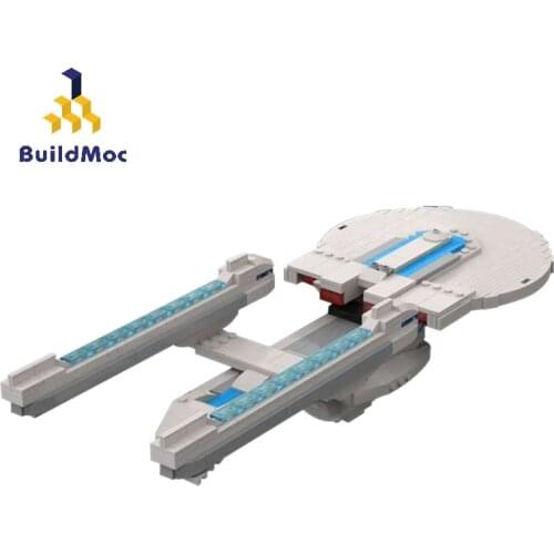 BuildMoc Technical Spaceship Star Enterprise Modular Building Blocks Technician Space Airship MOC Bricks Toys For Children Gift