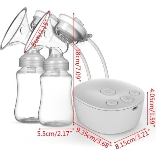 Electric Double Breast Pump Kit with 2 Milk Bottles USB Powerful Breast Massager null