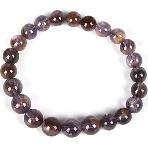 Glossy Purple Crystal Beads 7.5-8.8mm circular Ametrine For DIY Bracelet 7.5inch Suitable For your wife /mother wholesale H188