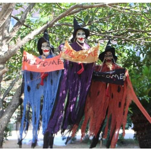 Hoerrible Skeleton Ghost Halloween Haunted house Decoration Glowing Red Led Eyes amazing sound effects party Spooky Decor 115cm