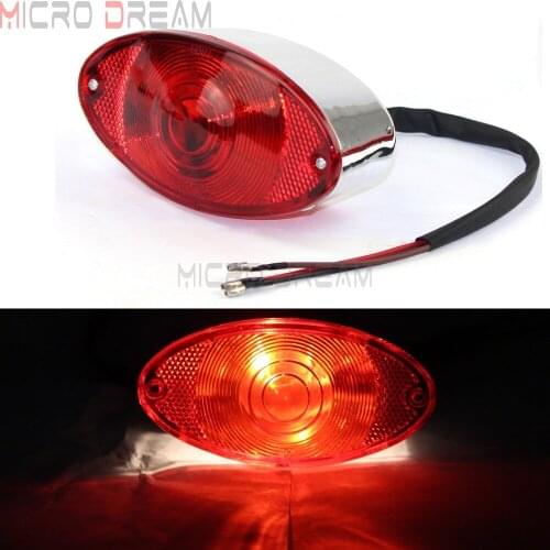 Chrome 12v Cat Eye Taillight Cafe Racer Universal Brake Stop License Plate Light For Harley Sportster Touring Bobber Cruisers