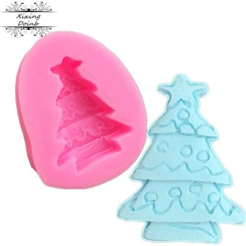 Xixing Self made cake tool Christmas tree silica gel mold dessert decoration paper cup cake paste jelly polymer clay resin mold