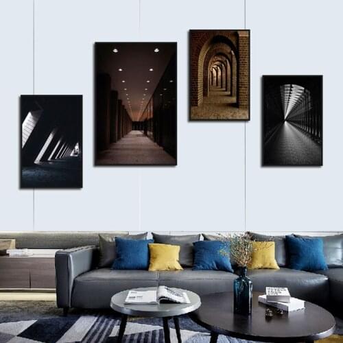 Corridor Canvas Painting Vintage Home Decor Poster Mordern Architecture Modular Wall Pictures Decoration for Home Room Office