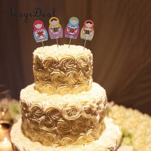 Magideal 24pcs New arrival Nesting Doll Cake Topper Picks Wedding Baby Shower Birthday Cake Decoration Photo Prop