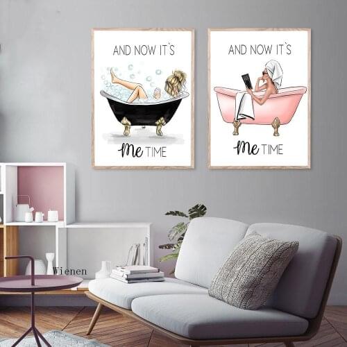 Bathroom Fashion Posters and Prints Nordic Vogue Wall Art Canvas Painting Beauty Bathing Pictures for Living Room Home Decor