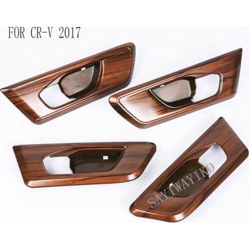 For left hand drive Honda CRV CR-V 2017 Auto Door Handle Bowl Cover Trim 4 Pcs/set ABS Peach Wood Style Moldings Car Styling