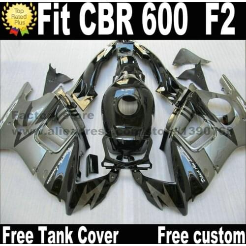 Motorcycle parts for HONDA CBR 600 F2 fairing kit 1991 1992 1993 1994 fairings glossy black gray CBR600 91 92 93 94 SZ69