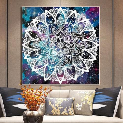 Mandala Flower Printed 11CT Cross Stitch DIY Embroidery Complete Kit DMC Threads Needlework Craft Painting Hobby Needle Floss