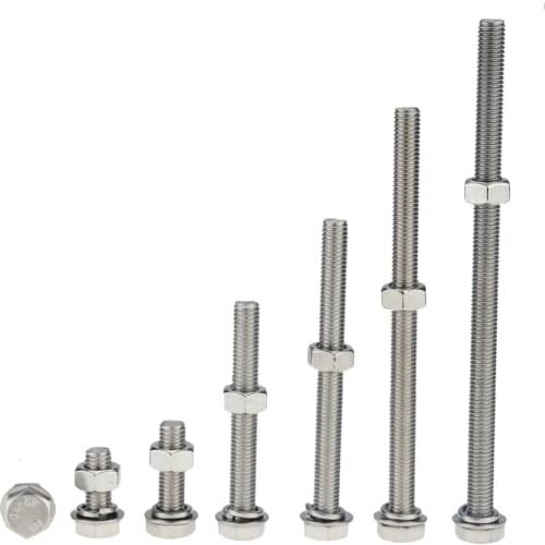 M8 M10 M12 Hex Socket Head Cap screw Bolt And Nut Set With Plain Washers 304 Stainless Steel Hex Screw Screw Nut 8x10 10x55 12x8