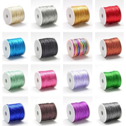 25 Colors 1mm Satin Nylon Beading String Cord Rattail Silk Cord Thread for Macrame Chinese Knotting Beading Jewelry Making