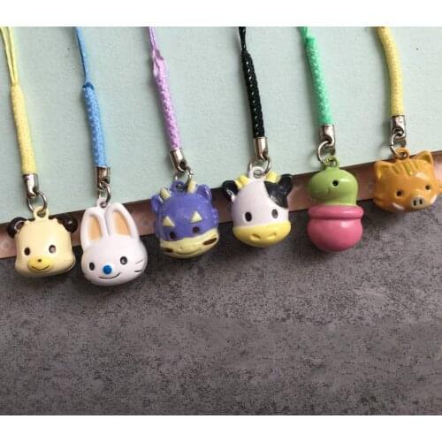 Wholesale 30pcs kawaii mini animals mixed copper bell charm cell phone straps accessories gadget phone keychain decor pendant