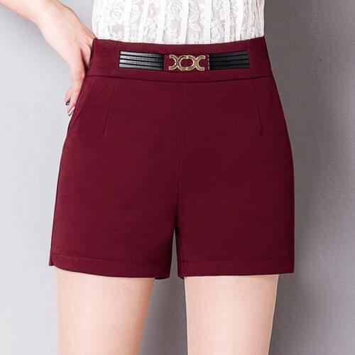 Womens Summer Autumn England Style Suit Shorts High Waist Shorts Ladies Plus Large Size Elastic Tight Waist Fashion Hot Shorts