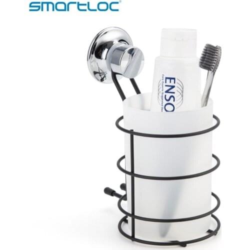 Smartloc Vacuum Suction Iron Wall Mounted Tumbler Holder Bathroom Accessories Organizer Bath Shower Storage Container