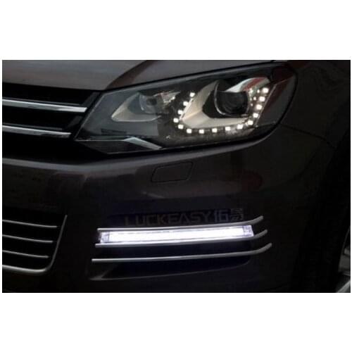 LED daytime running light DRL Fog Grille cover for VW Touareg 2011 2012 2013