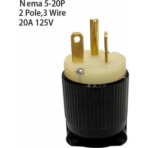 US Nema 5-20P Industrial Groungding Plug 2 Pole 3 Wire Connector plug with Power Cable Cord 20A 125V