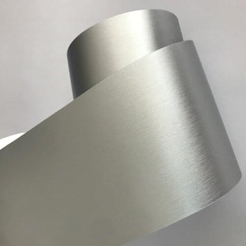 10cm Width Silver Brushed Metallic Steel Vinyl Wrap Roll with Air Release Technology Adhesive Car Sticker Decal Roll
