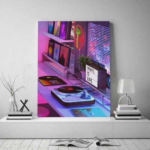 Vinyl Is Life Synthwave Poster Canvas Wall Art Prints for Living Room Cafe Bar Retro Home Decor Painting Cuadros