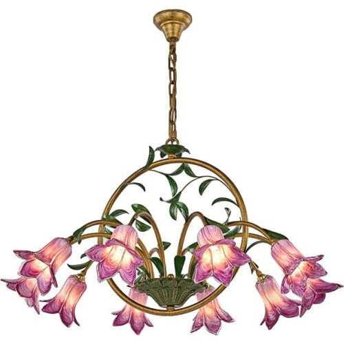 Vintage Flower Chandelier Living Room Iron Chandelier Lighting Bedroom Glass Lamps Creative Gold Chandeliers for Dining Room
