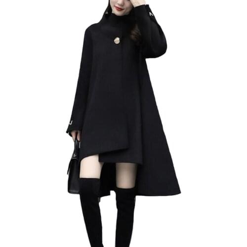 Female Jacket Winter 2021 New Woolen Coat Women Clothing Long Slim Thick Warm Coats Womens Jackets Fashion Black