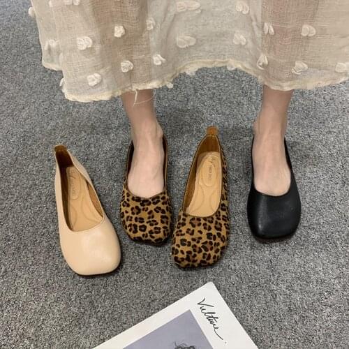 Korean Shoes Black Flats Womens Moccasins All-Match Autumn Shallow Mouth Female Footwear Casual Sneaker Square Toe 2021 Nurse