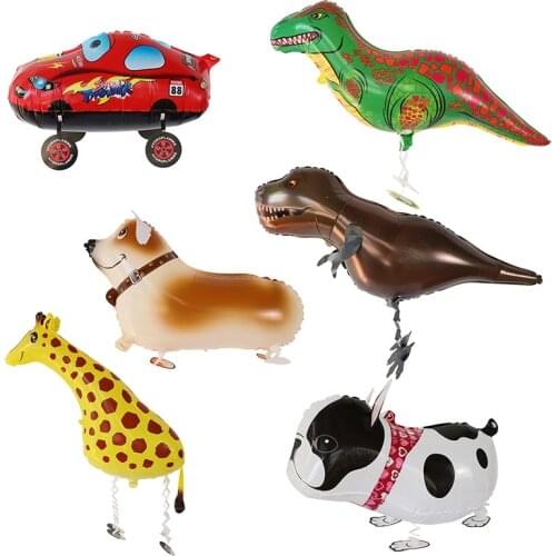 1pc Walking Animal HELIUM Balloons Cute Cat Dog Panda Dinosaur Tiger Pet Air Golobos Foil Ballons Birthday Party Decorations