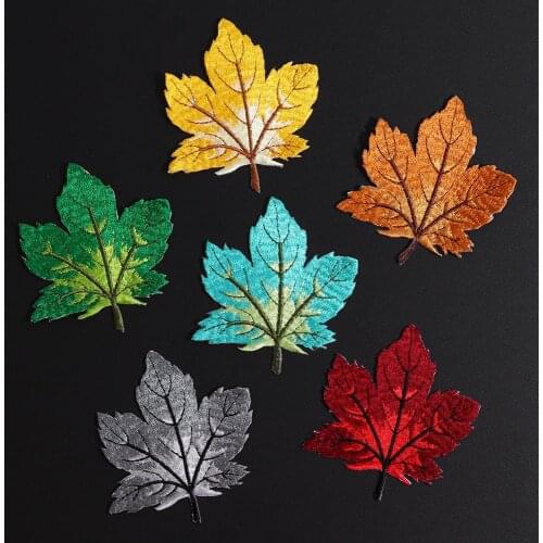 1Pc Maple Leaf Iron On Patches Sewing On Embroidered Applique Sewing Patch Clothes Stickers Garment DIY Apparel Accessories