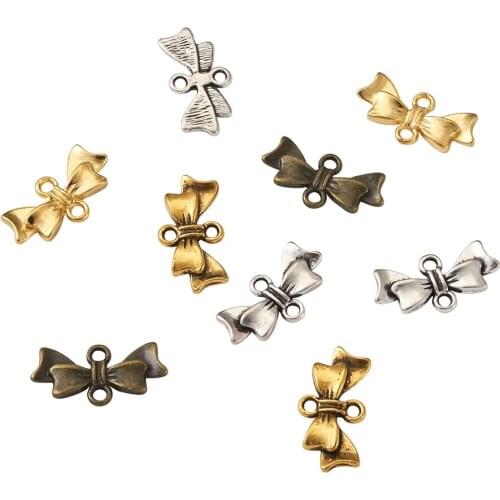 160pcs Mixed Color Bowknot Connector Links Charms DIY Handmade Jewelry Necklace Bracelet Earring Findings Accessaries 20x10x3mm