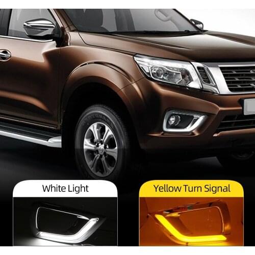 2Pcs For Nissan Navara NP300 2015 2016 2017 2018 LED Daytime Running Light LED DRL Daylight Fog Light with Yellow Accessories