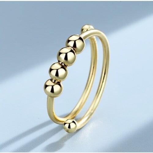 2022 fidget beads rings for women men Rotate Freely Anti Stress Anxiety Ring Single Coil Antistress Spiral Beads Rotate jewlery