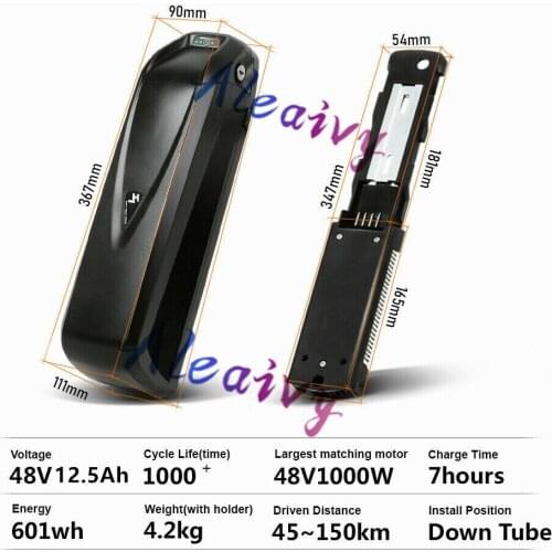 48V 12.5Ah HaiLong Downtube Lithium Ebike Battery for 1000W Motor+54..6v charger electric bike fat lithium motorcycle battery