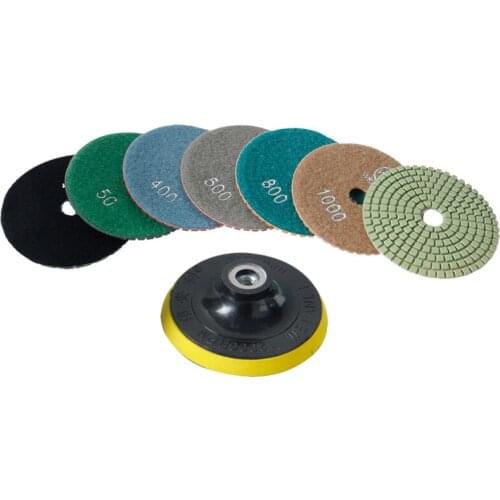 4'' Diamond Soft Grinding Plate With Self-adhesive Polishing Pad 50-10000 Grit For Marble Ceramics Glass Abrasive Tools 8pcs