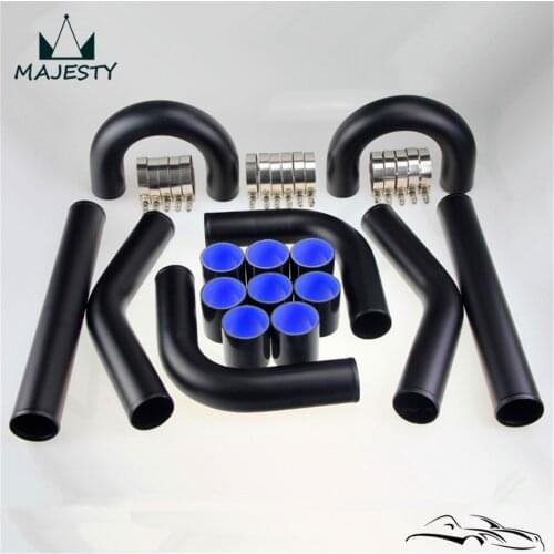 8 PCS Universal 2" 51MM Turbo Boost Intercooler Pipe/Piping Kit Aluminum Turbocharged Accessories Black/Blue