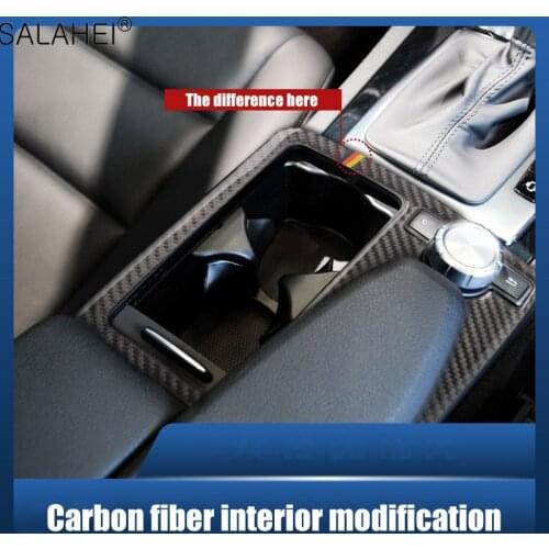 Car Water Cup Holder Panel Stickers Car Trim Styling Carbon Fiber For Mercedes Benz C Class W204 2007-2013 W211 C200 C300 E260I