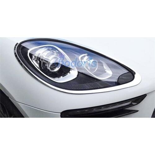 Car Styling Front Lamp Cover Headlight Overlay Light Frame Panel Chrome 2014 2015 2016 2017 For Porsche Macan Accessories