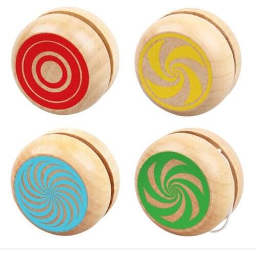 Free ship 4 Assorted Patterns 12x Wooden Yoyo wood toys For Children Kids Birthday Prizes Party Pinata Gift Bag Fillers