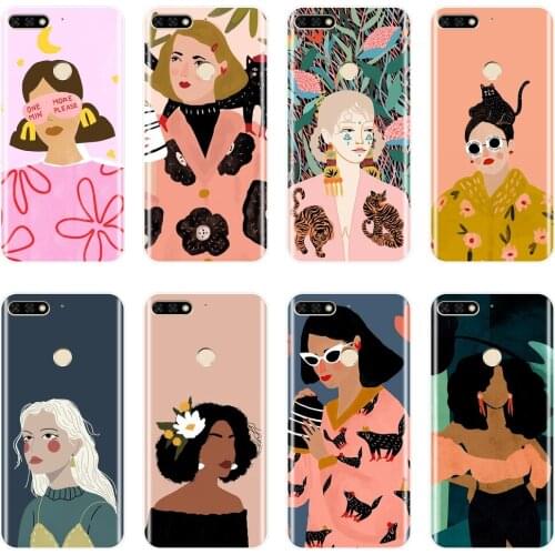 Cover For Huawei Honor 7 8 9 10 Lite 7S 7X 7A 7C Pro Black Girl Aesthetic Phone Case Silicone For Huawei Honor 8X MAX 10 9 8