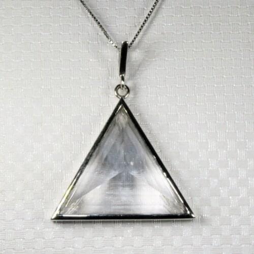 CoLife Jewelry 100% Natural White Crystal Pendant Fashion Silver Triangle Pendant 925 Silver White Crystal Jewelry Gift for Girl
